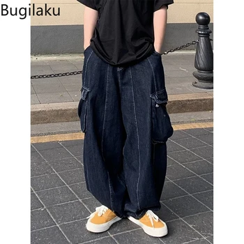 Джинсы в стиле ретро со свободными карманами для мужчин и женщин, японская рабочая мода, универсальные широкие брюки, длинные брюки с уличной драпировкой