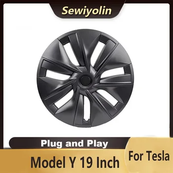 Для Tesla Model Y 19 Дюймовые Автомобильные Аксессуары Крышка Ступицы Колеса Cover Performance Автомобильные Колпаки С Полным Люфтом Обода И Плюем