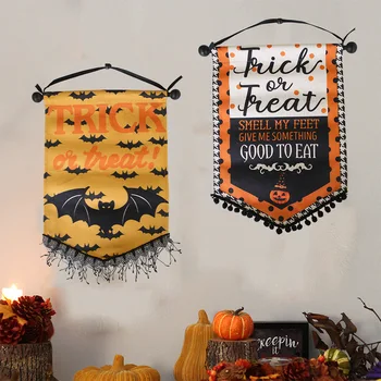 Домашний декор стен на Хэллоуин подвески из нетканого материала, принты из деревянной пеньковой веревки, праздничные украшения, картины со свитками, гобелены на стенах
