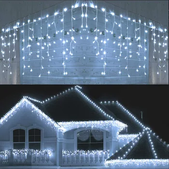 ЕС/США Светодиодный Занавес Icicle String Light Droop 0,6-0,8 м Украшения для Дома Зимний Карниз Уличный Декор Рождественская Гирлянда На открытом воздухе