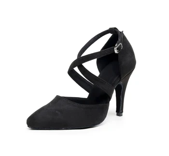 Женская современная танцевальная обувь для девочек на высоком каблуке из замши и резины для сальсы, джаза, латиноамериканских танцев на шнуровке 6-11 см