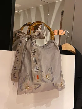Женская сумка в стиле ретро 2023, новый нишевый дизайн, портативная тканевая сумка, сумочка