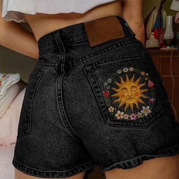 Женские джинсовые шорты 2023, летние повседневные шорты больших размеров с модным принтом на каждый день в пригородах
