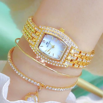 Женские наручные часы Tonneau Для дизайна, Уникальные женские часы, Женские наручные часы, золотые, серебряные, полностью Стальные Женские часы-браслеты
