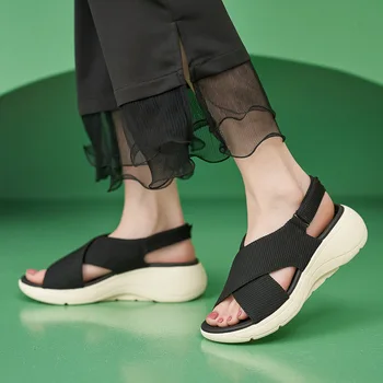 Женские спортивные сандалии на платформе, летние однотонные легкие тапочки, Нескользящая комфортная обувь для отдыха, Zapatillas De Mujeres