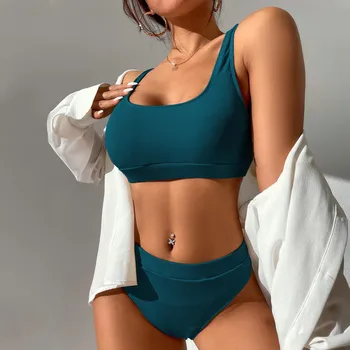 Женский сексуальный комплект бикини со шнуровкой и открытой спиной, пляжная одежда из двух частей, купальники с пикантными принтами в полоску, комплект Танкини