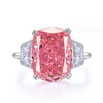 Женское кольцо с простым драгоценным камнем из стерлингового серебра 925 пробы, Розовое кольцо с цирконием, изысканные ювелирные украшения на годовщину свадьбы, изысканные ювелирные украшения на свадьбу