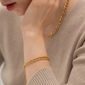Женское ожерелье с позолоченной резьбой из нержавеющей стали, классический браслет в винтажном стиле для девушки