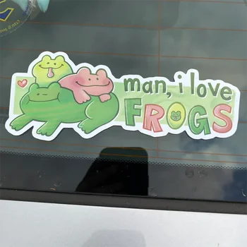 Забавные автомобильные наклейки Man I Love Frogs для декора окна, лобового стекла, пакета наклеек на бампер, внешних аксессуаров, водонепроницаемых виниловых наклеек