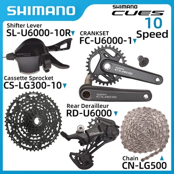 Задний переключатель SHIMANO CUES U6000 подходит для 10-скоростного горного велосипеда Groupset SL-U6000-10R RD-U6000 FC-U6000 CS-LG300 CN-LG500 Origina