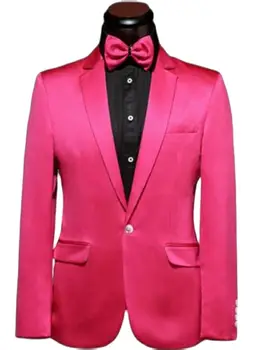 Зазубренный лацкан, сшитый на заказ из 2 предметов, куртка + брюки, повседневные мужские костюмы, формальный Розовый блейзер, брюки, деловые костюмы для свадебной вечеринки
