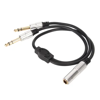 Звуковой кабель-разветвитель с позолоченным моно-гнездом и двойным разъемом 6,35 мм, Y-образный кабель-разветвитель для усилителя для микрофона