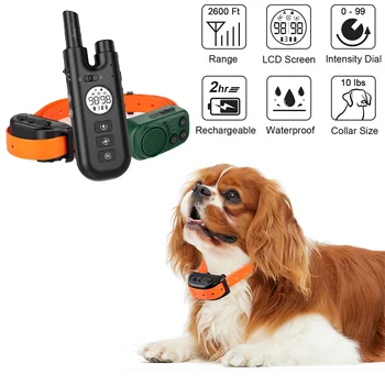 Звуковой сигнал для лающего ошейника для дрессировки собак 2600 футов Дистанционный электрический ошейник для собак против лая Тренировочный ошейник со звуком вибрации для собак