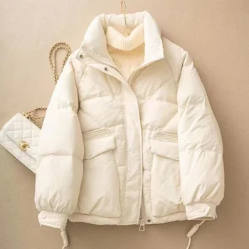 Зимняя одежда 2023 года для женщин, короткое пуховое хлопчатобумажное пальто, Свободная стеганая куртка, женская