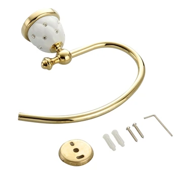 Золотое овальное кольцо для полотенец P82D Ретро Настенный держатель для полотенец Европейская вешалка для полотенец Металлическая вешалка для ванной комнаты и кухни Экономия места