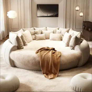 Итальянская легкая роскошная круглая кровать Sena Двуспальная кровать Легкой роскоши в главной спальне мягкая кровать Princess bed