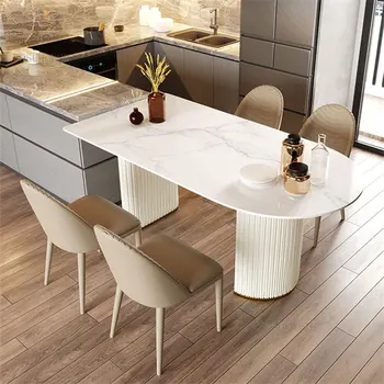 Итальянские минималистичные обеденные столы из шифера, мебель для столовой, современные столики для небольших квартир, Дизайнерский Полукруглый обеденный стол C