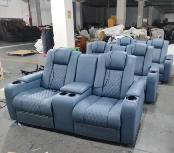 Итальянский кожаный диван С электроприводом Откидывающихся сидений, кресло для кинотеатра с двойным приводом, 2-местная Многофункциональная массажная кушетка Cama