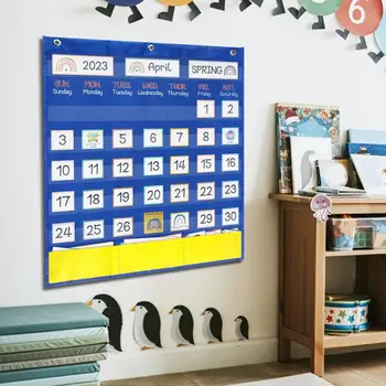 Карманный Календарь-Диаграмма Полного Ежемесячного Обучения Детей 20.08inchx23.62inch Календарь для Детей Настенный Календарь Классный Календарь