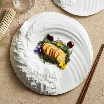Керамическая посуда Плоская тарелка в западном стиле Особой формы Гостиничный Набор Холодных блюд Продвинутой художественной концепции