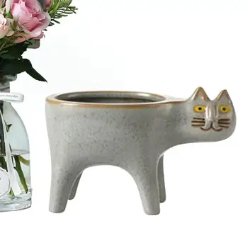 Керамический цветочный горшок в форме милого кота Садовые горшки Кашпо для суккулентов Контейнер для растений Декор домашнего рабочего стола Ваза для гостиной