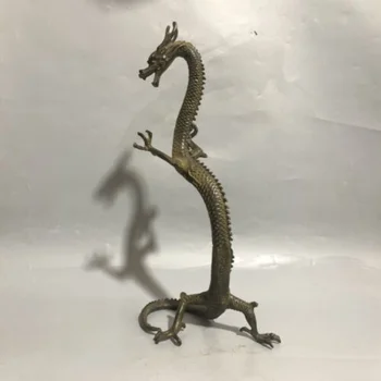 Китайская статуя дракона из латуни 42 см, бронзовая статуя животного, скульптура