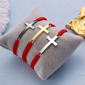 Классические браслеты с перекрестной парой для женщин и мужчин, простой регулируемый плетеный браслет ручной работы, Счастливая Красная веревка, украшения для дружбы, подарки