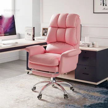 Кожаные Офисные кресла с подъемником, Современный Офисный кабинет, Кресло с мягкой подушкой, Большое Компьютерное кресло, Креативное Игровое кресло с поворотной спинкой