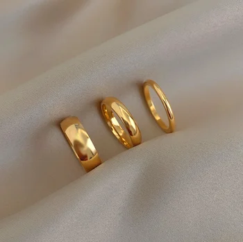 кольца для пальцев из нержавеющей стали 2 мм, 4 мм, 6 мм, 18-Каратное позолоченное серебро, женские минималистичные золотые кольца для женщин Без потускнения