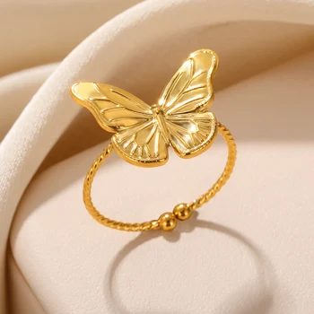 Кольца от моли из нержавеющей стали для женщин, готическое Винтажное Регулируемое кольцо с бабочкой, Модные украшения с животными, насекомыми, Подарок на свадьбу, День рождения