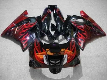 Комплект мотоциклетных обтекателей для Honda CBR600 F2 красное пламя, черные обтекатели 1991 1992 1993 1994 CBR600 F2 + подарки-Nn