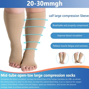 Компрессионные носки с открытым носком до колена, женские мужские чулки для снятия усталости, носки для улучшения кровообращения