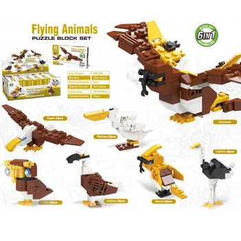 Конструктор серии Creative Expert Mini Flying Animal 6 в 1 Eagle Puzzle Bricks Assembly Toys Модель Подарка на день рождения для детей