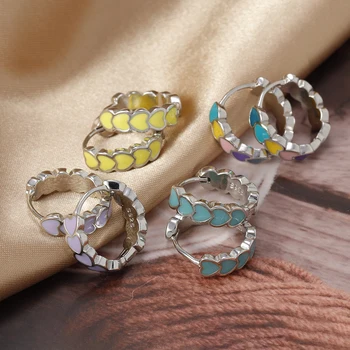 Корейские легкие Роскошные серьги-кольца в виде сердца Для женщин, Многоцветные Минималистичные висячие женские серьги, модные украшения, подвески для мужчин