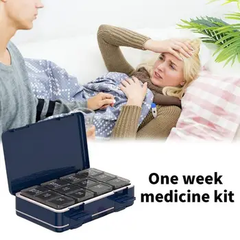 Коробка для таблеток Двухслойный отсек Герметичный 7-дневный портативный дозатор таблеток для лекарств из пищевого полипропилена Для пожилых людей, путешествующих домой