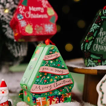 Коробки для упаковки рождественских подарков с мультяшной печатью, Органайзер для рождественских подарков, Баночный орнамент, Праздничный декор для пряников, шоколадного печенья