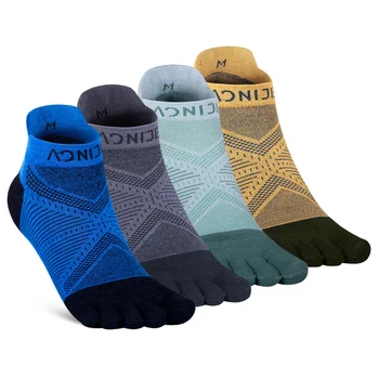Короткие носки с пятью пальцами, дышащие и влагоотводящие эластичные короткие носки на щиколотках, спортивные носки для бега, разделители пальцев