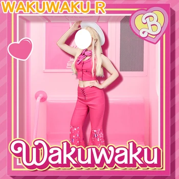 Косплей Костюм Барби 【S-3XL】 WakuWaku-R Movie Косплей Размер Женский Милый Розовый Ковбойский костюм Косплей Костюм Плюс Размер Хэллоуин