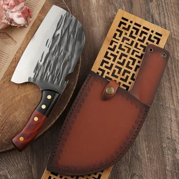 Костяной нож для кухни, прочный острый кованый нож, молоток, измельчитель для шеф-повара из нержавеющей стали, Кухонные ножи, Деревянная мясорубка, Мясницкая
