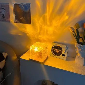 Креативная Хрустальная лампа Проектор Ряби воды Ночное Украшение RGB Атмосфера Спальня Прикроватный Столик Праздничный Подарок Sunet