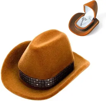 Креативная шкатулка для украшений в стиле вестерн в ковбойской шляпе в стиле ретро, Благородное Бархатное Обручальное кольцо, органайзер для сережек