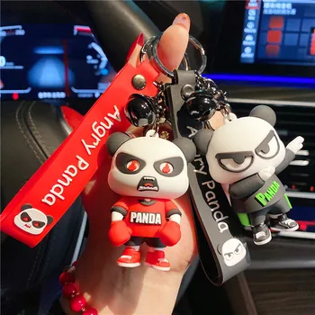 Креативный мультфильм сердитая панда кукла брелок кукла девочка брелок для ключей от машины пара сумок кулон подарочный брелок для ключей Брелок