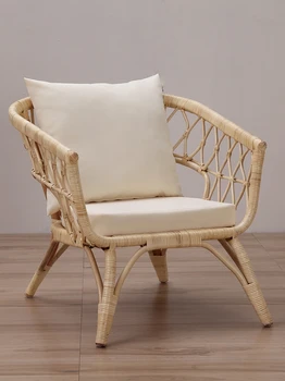 Кресло из виноградной лозы, диван для одного человека, настоящий ротанговый стул из трех предметов, балкон, кресло для отдыха, гостиная, объемное кресло
