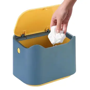 Крошечный мусорный бак Мини Корзина для мусора с крышкой Ведро для хранения прессов средней вместимости со съемной внутренней частью для домашних офисов