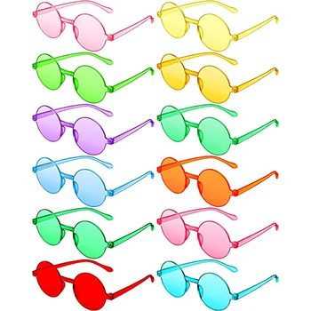 Круглые солнцезащитные очки Женские Модные Солнцезащитные очки без оправы Красочные Круглые Солнцезащитные очки женские Красные Розовые Желтые оттенки Очки для вечеринок в путешествиях