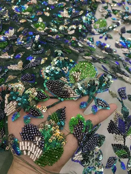 Кружевная ткань с блестками, роскошные хрустальные бусины, сетка, женское праздничное свадебное платье, блестящий Африканский тюль, 2023, Французская сетка из бисера