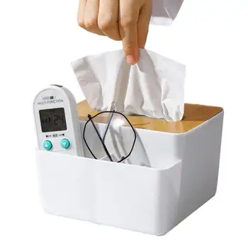 Крышка-держатель коробки для салфеток Современная крышка-диспенсер для салфеток с бамбуковой крышкой Сушилка для полотенец Держатель-диспенсер для столешниц в ванной комнате