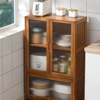 Кухонный шкаф из скандинавского бамбука для кухонной мебели, Многослойный буфет с дверцей, Высококлассный Треугольный Многофункциональный шкафчик для посадки