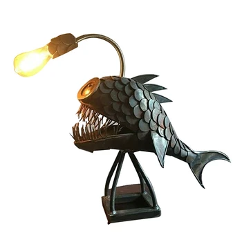 Лампа Angler Fish Lamp USB Перезаряжаемый настольный металлический светильник Ручной работы для украшения комнаты Небольшой