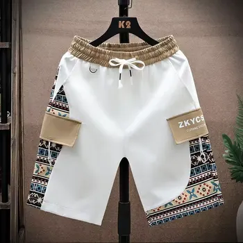 Летние мужские шорты Корейские модные баскетбольные брюки Повседневная Мужская одежда Белые спортивные штаны с ретро-графикой для мужчин Новинка 2023 года